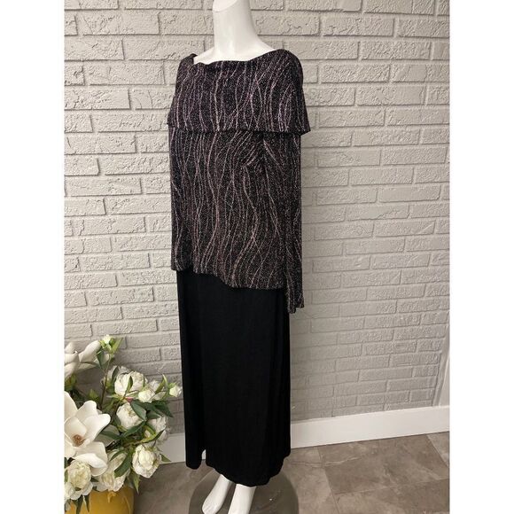 Dressbarn Collection Sparkly Fold Over Maxi Dress Size 14 - Picture 4 of 8